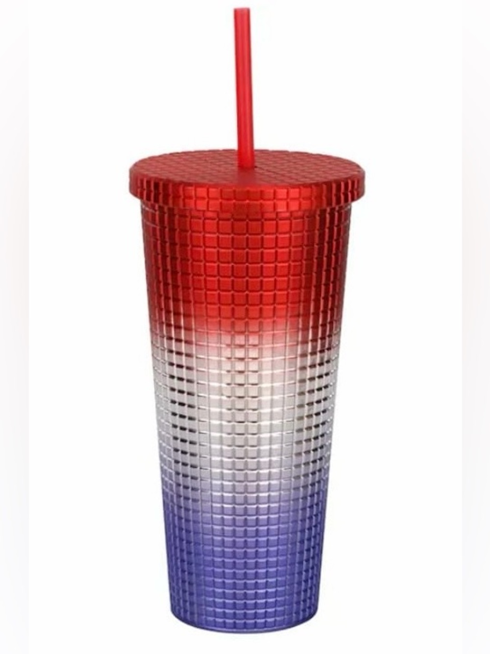 Red White Purple Ombre Textured Tumbler with Straw